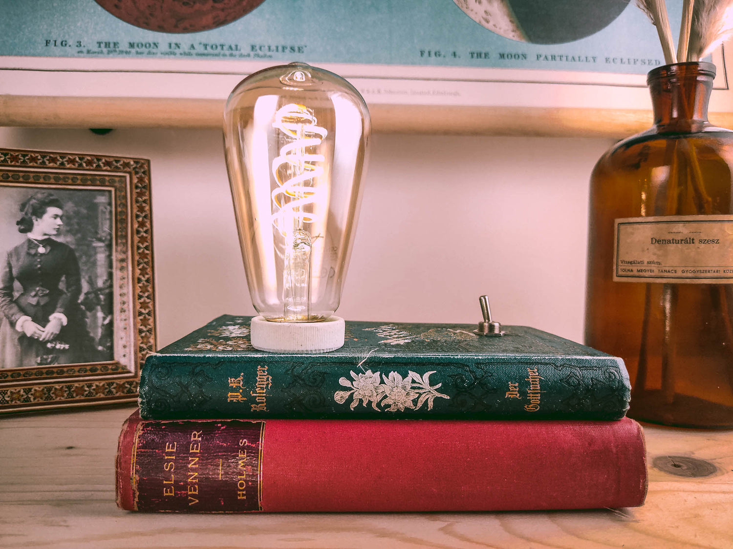 Book Lamp Wonderalia Goethe le affinità elettive handmade in italy regalo laurea lampada libro